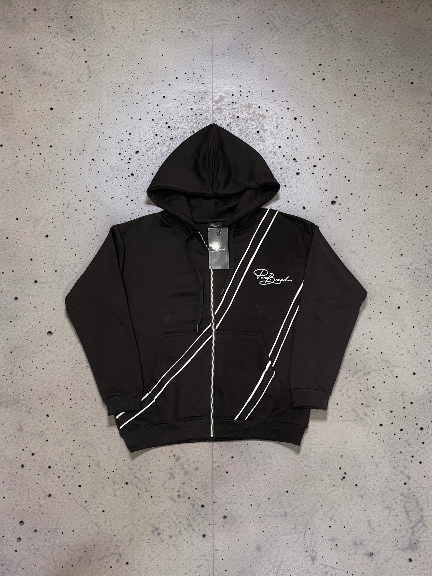 Black/White 2 Stripe Signature Hoodie