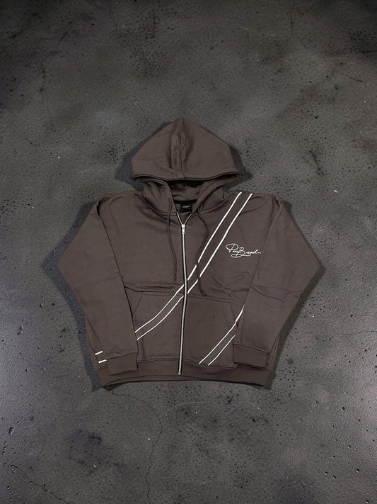 Ash Grey/White 2 Stripe Signature Hoodie
