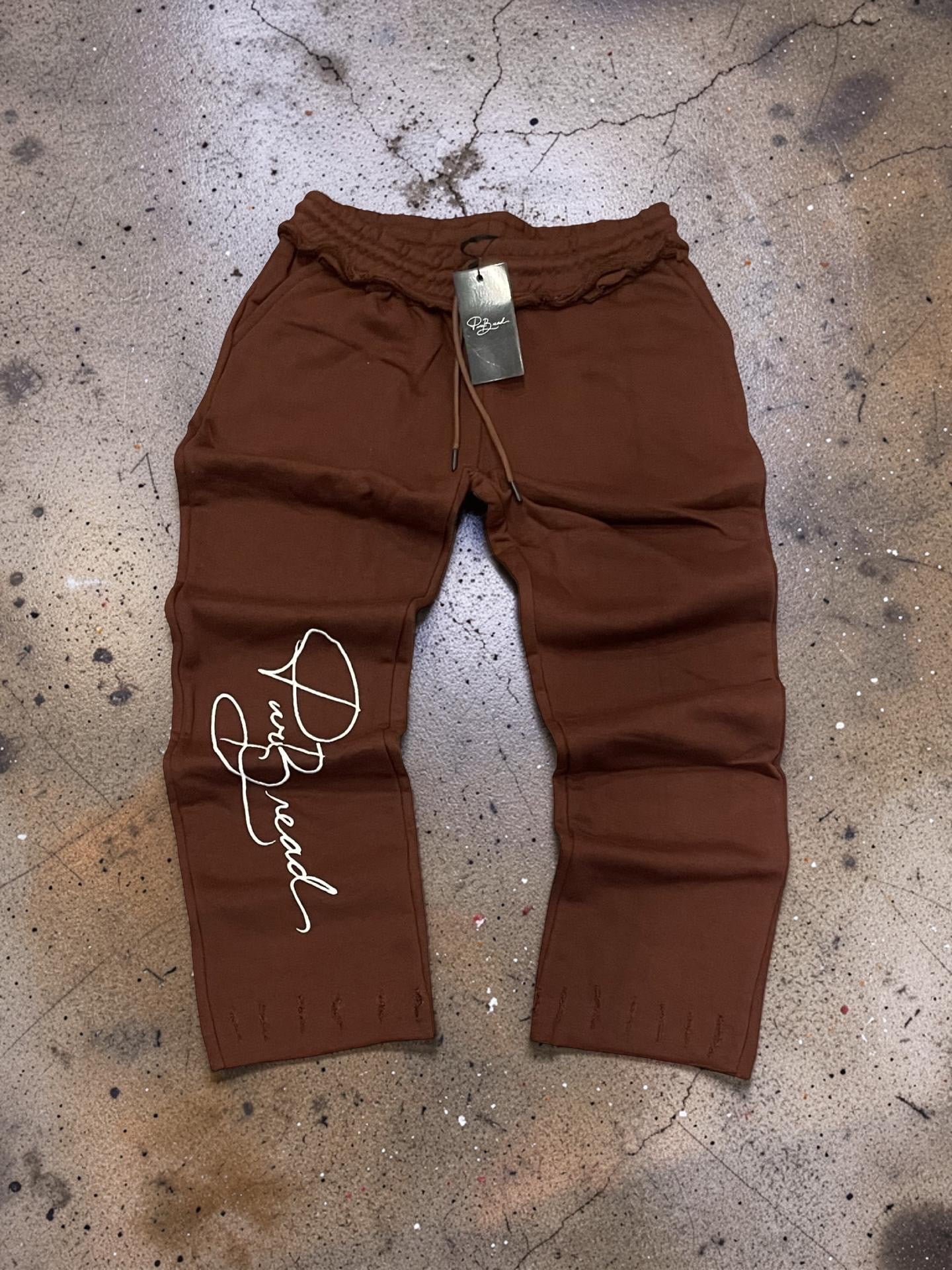 500 GSM Brown/White Signature Sweatpants
