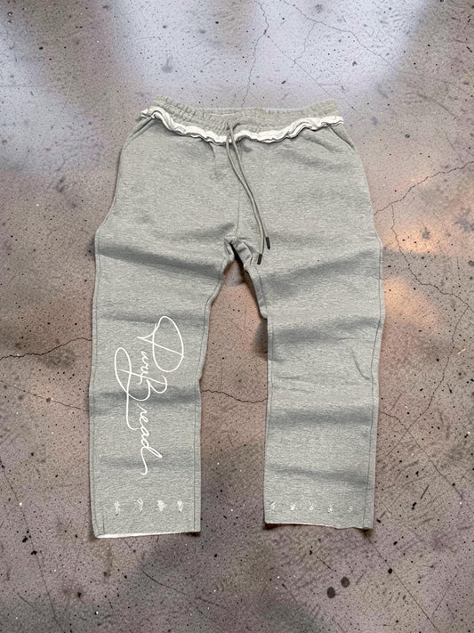 500 GSM Grey/White Signature Sweatpants