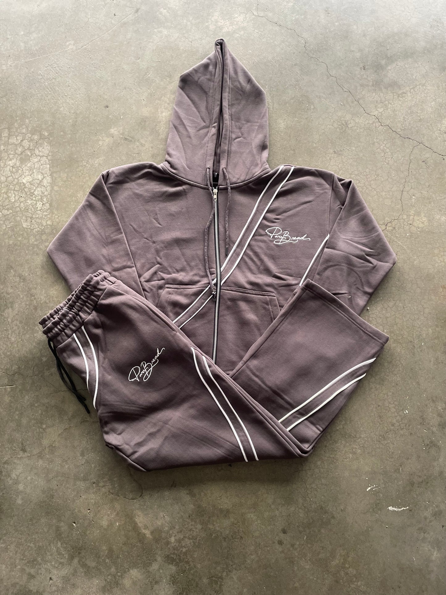 "Pure Bread" Grey/White Signature Sweat Suit