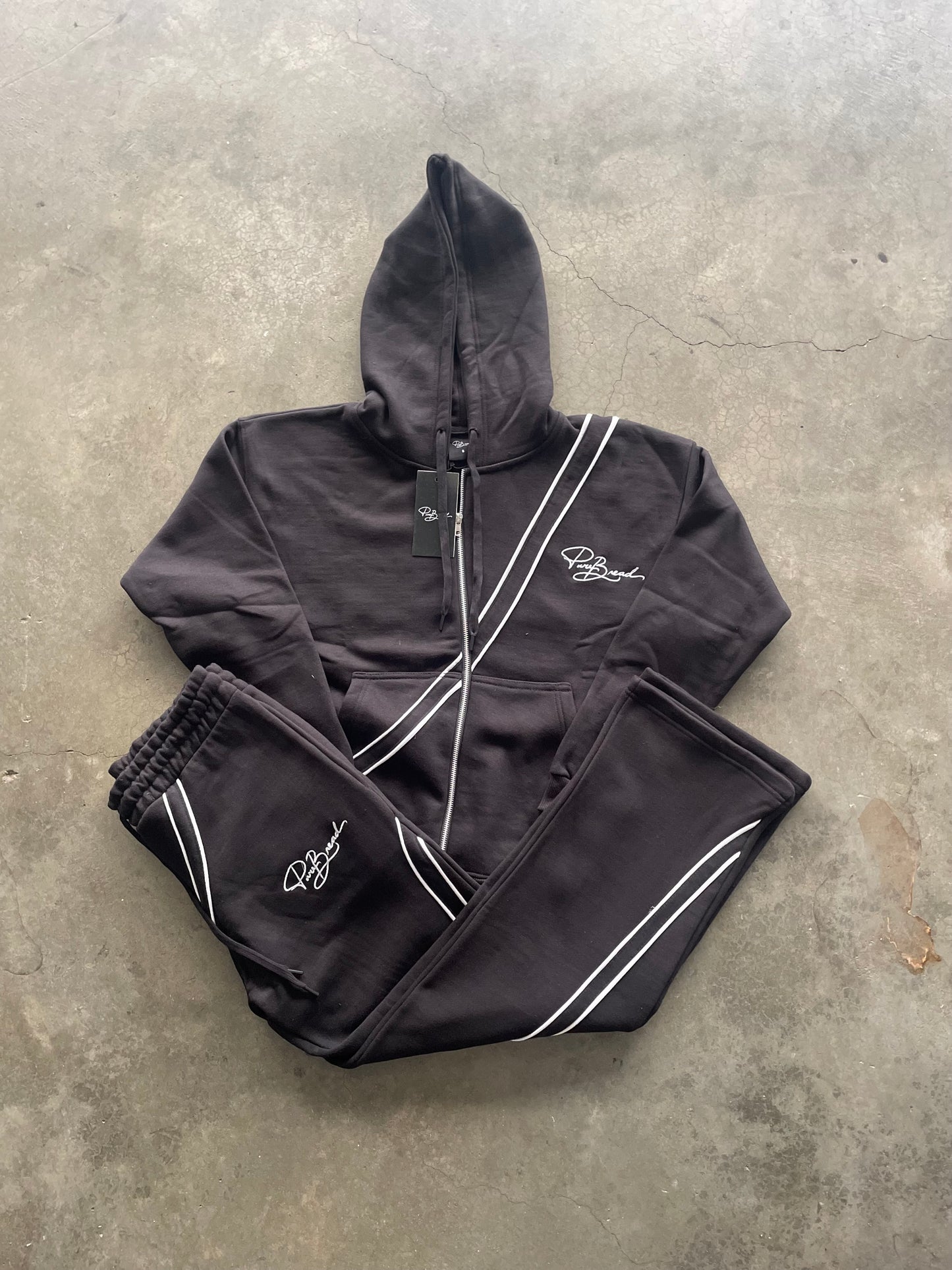 "Pure Bread" Black/White Signature Sweat Suit